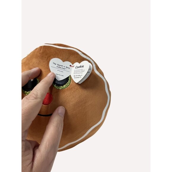 Christmas Ty Squish-A-Boo Cookie Gingerbread Plush 10" diam Pillow Holiday - Picture 6 of 11